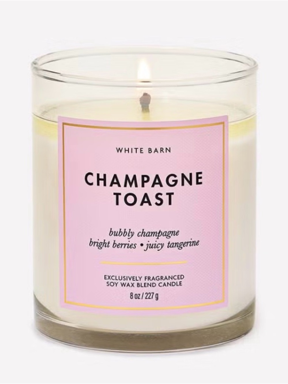 White Barn Champagne Toast Candle - Pink & White with Gold Trim